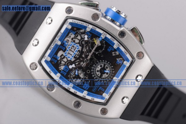 Richard Mille RM011-FM Watch Steel Blue Markers Black Rubber Replica